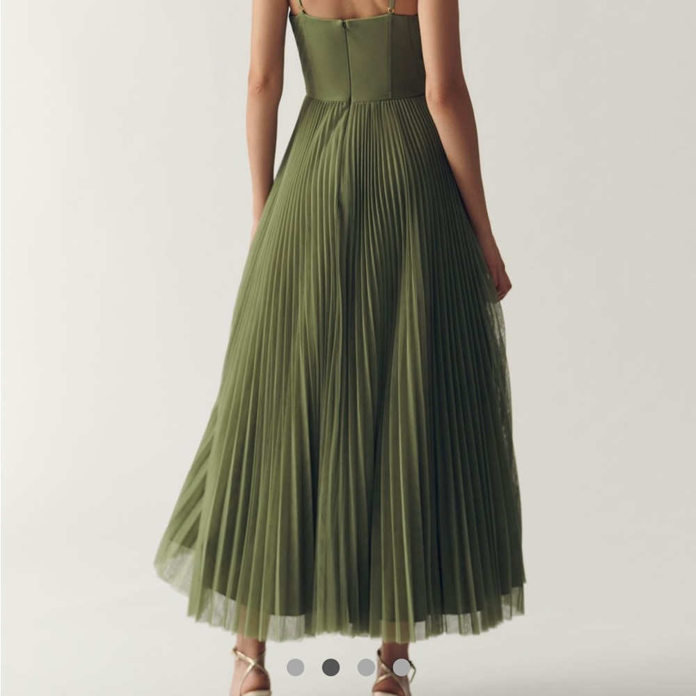 Hutch Olive Strapless Pleated Gown - Picture 7 of 9